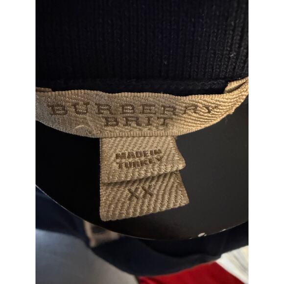 Burberry Men’s Polo Shirt XXL Navy Nova Check Placket Short Sleev - Picture 4 of 5